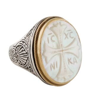 Konstantino Silver and Gold Cross Ring